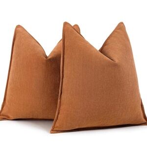 ZWJD Orange Rust Throw Pillow Covers 18x18” Set 2 Chenille Soft Zipper NWT
